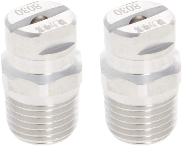 2Pcs Nozzles, Flat Fan Spray Tip 1/4BSPT Male Thread 304 Stainless Steel Nozzle, 3.6mm Orifice Diameter,（Aicosineg）