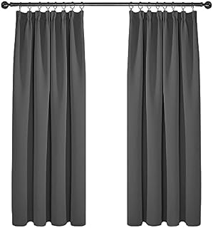 Deconovo Super Soft Pencil Pleat Curtains Thermal Insulated Blackout Curtains for Kids Bedroom 66 x 72 Dark Grey Two Panels