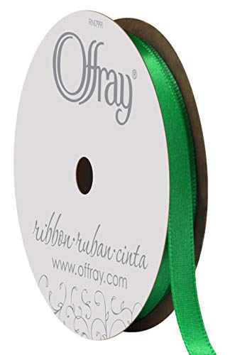Image of Berwick Offray 068823 1 /4 inch Wide Single Face Satin Ribbon, Emerald Green, 6 Yds