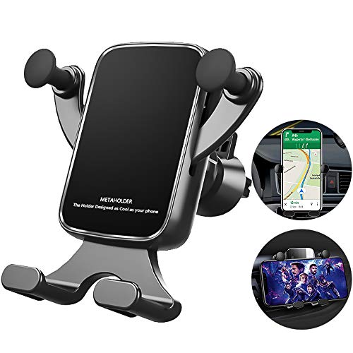 McNory Supporto Cellulare Auto, Smartphone Supporto Universale gravità in Alluminio Rotazione di 360° Porta Cellulare da Auto Presa dellAria,per Samsung S10 S9 iPhone XR X 8 7 P30 Mate 20 GPS ECC