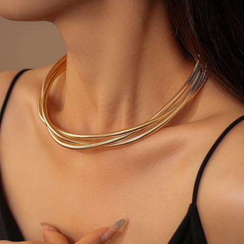 Chunky Gold Necklace for Women - Non Tarnish Statement Chunky Necklaces Thick Gold Choker Necklaces for Women Trendy Jewelry Gifts3
