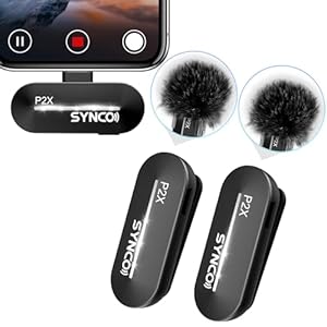 SYNCO Wireless Lavalier Microphone for iPhone, P2XL Professional Lapel Clip on Mics for Vlogging, Tiktok, YouTube Video Recording, Best External Lav Microphone for iPhone 14/13/12/11/X Lightning iOS