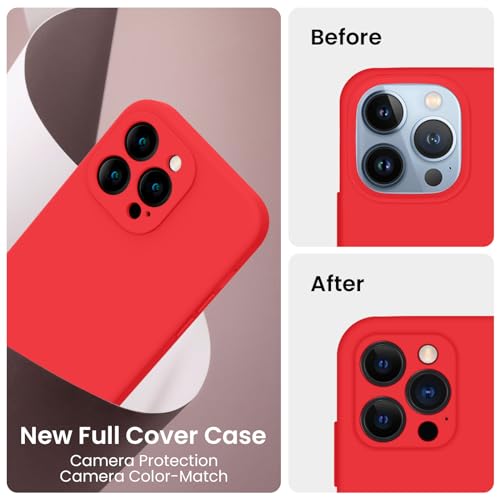 Image of FireNova Designed for iPhone 13 Pro Max Case, Silicone [Camera Protection] Phone Case, Soft Anti-Scratch Microfiber Lining Inside, 6.7 inch, Red