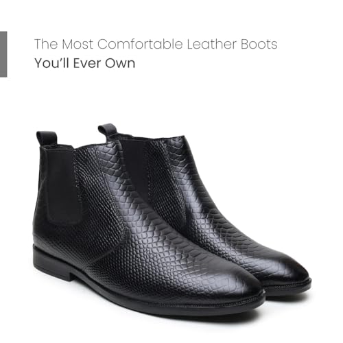Image of HAYES LONDON Chelsea Boots For Man | Genuine Leather High-Top Slip-On Shoes | Comfortable Formal Shoes for Men | Stylish Office, Party & Casual Wear Fashion Boots