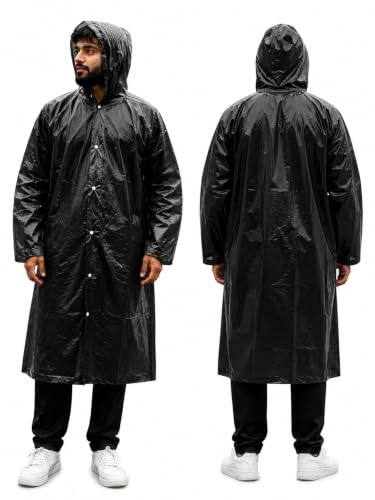 Image of RERANT Unisex Waterproof Long Raincoat with Hood and Pockets, Reusable Lightweight Rain Poncho Jacket for Men and Women, Multicolor
