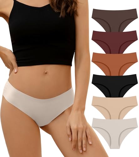 Image of DEANGELMON Seamless Underwear for Women No Show Bikini Panties Comfortable Stretch Invisible Ladies Hipster Briefs
