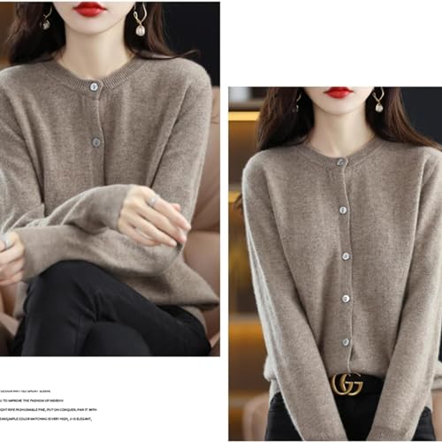 Cashmere Button Front Long Sleeve Cardigan Soft Warm Knit Elastic Jumpers,Women's Cashmere Cardigan Sweater (X-Large, Navy Blue)3