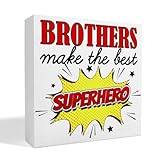 Nursery Brothers Table Decor, Nursery Newborn Baby Boys Room Bedroom Desk Decor Nursery Sibling Decoration for Toddler Kids Room Playroom, The Best Superhero, Wooden Box Sign