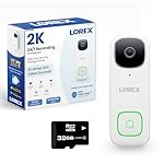 Lorex 2K Wired WiFi Smart Video Doorbell Camera w/No Subscription Fee - Smart Security Lighting, Night Vision, Motion Detection, Requires Existing Wiring (White)