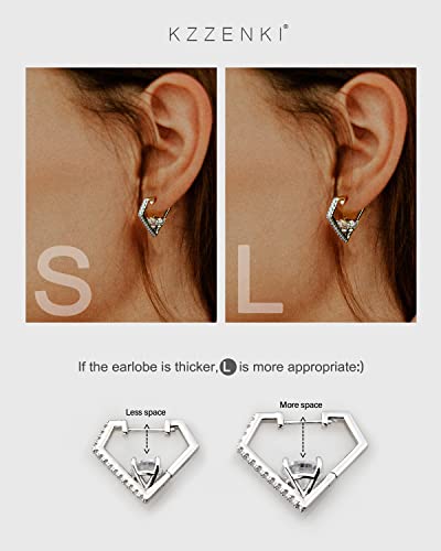 Diamond Shaped Huggie Hoop Earrings for Women Men 14K Gold Plated Cubic Zirconia Cuff Earrings Stud Jewelry Gift4