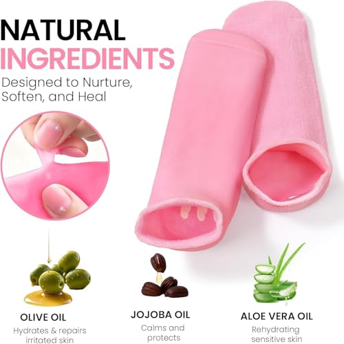 Image of Silicone Spa Gel Socks for Women & Men | Moisturizing Heel Repair Socks with Vitamin E & Natural Oil for Dry, Rough & Cracked Feet | Reusable Foot Care Socks | Multicolor | 1 Pair