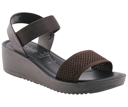 Image of puntoblu Cushion Comfort Platform Heel Sandals for Women | Comfortable Padded Footbed | Breathable Mesh | Slingback Closure | Anti-Skid & Durable Mid Heel Sandal for Girls
