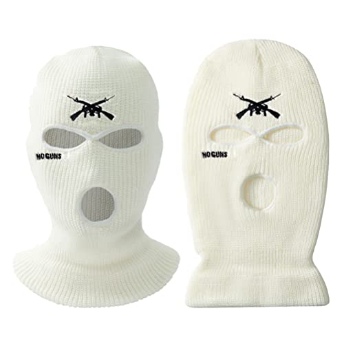 Nueva máscara de esquí con 3 agujeros para invierno, balaclava con capucha para hombres y mujeres, deportes al aire libre, ciclismo, esquí, correr, blanco miniatura 1