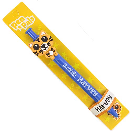Stands Out, Supplying Outstanding Gifts Harvey Boys Personalised Blue Retractable Pen With a Fun Tiger Character With Blue Ink