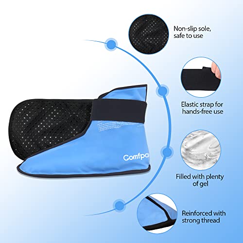 Comfpack Foot Ice Pack Wrap For Plantar Fasciitis, Hot Cold Therapy Gel Ankle Ice Pack Wrap Ice Boot For Foot After Surgery, Plantar Fasciitis, Achilles Tendonitis, Foot Pain, Swelling, Heel Pain #TOP4