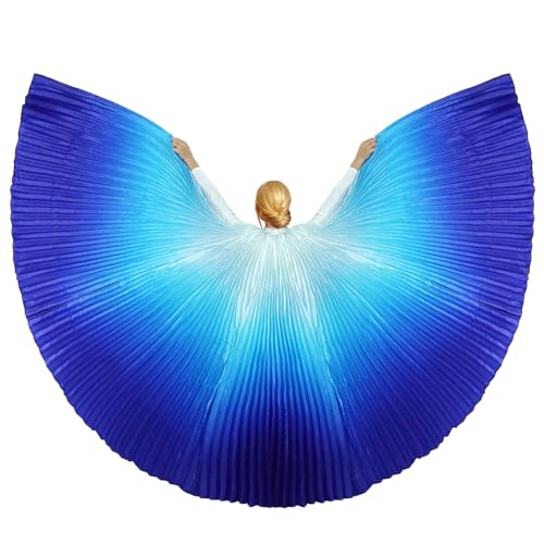 Baisdan Belly Dance Isis Wings Satin Angel Wings for Adults Rio Wing Halloween Costume White-Blue