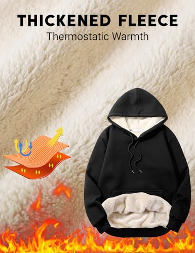 PEHMEA Men's Heavy Pullover Hoodie Sherpa Fleece Lined Thick Winter Hooded Sweatshirt for Outdoor Casual2