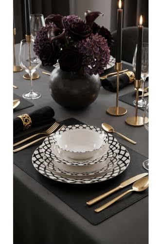 Chantilly 24 Parça Porselen Yemek Takımı, Siyah, CKR4808
