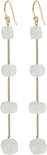 Chan Luu Pendientes cubismo de piedra lunar, talla única, Piedra, Piedra de luna