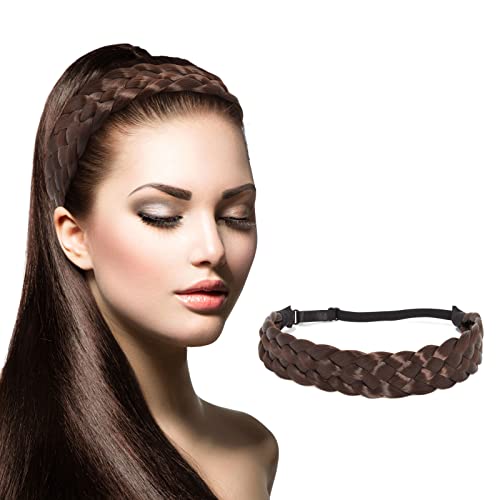 Braided Headbands for Women, Chocolate Brown Fishtail Braid (17 In)