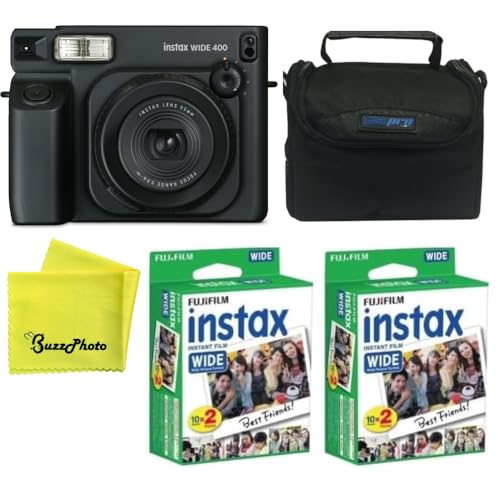 Image of FUJIFILM instax Wide 400 Instant Film Camera (Black w / 2 Wide Twin Packs + Bag)
