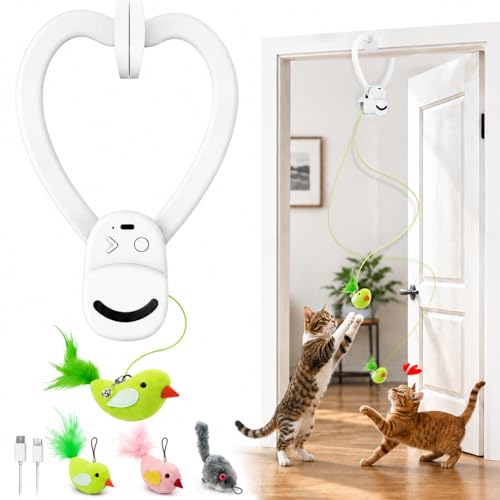 Interactive Cat Toys for Indoor Cats: Automatic Flying Bird Feather Wand Chase Exercise Enrichment...