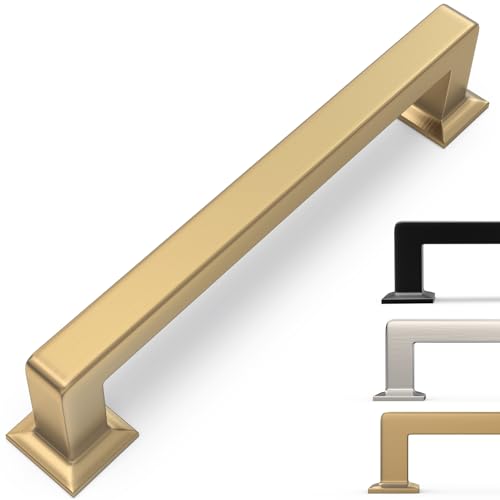 KOMOTIA Paquete de 10 tiradores de gabinete de 5 pulgadas, color bronce champán, manijas de gabinete de cocina, tiradores de cajón de aleación de zinc, herrajes sólidos para gabinetes