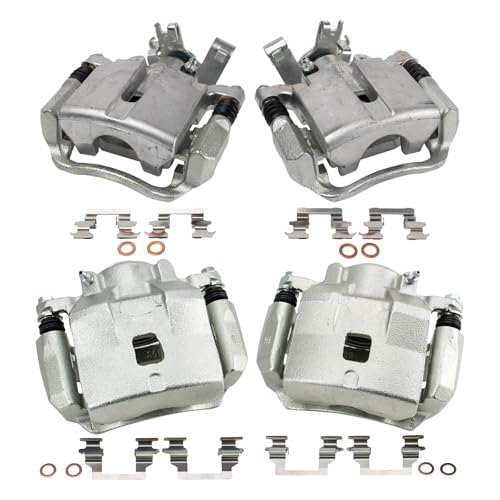 Image of TRQ Front and Rear Brake Caliper Set Zinc Coated Brackets Compatible with 2005-2008 Chevrolet Cobalt 2008-2010 HHR 2007-2009 Pontiac G5 2005 Saturn Ion