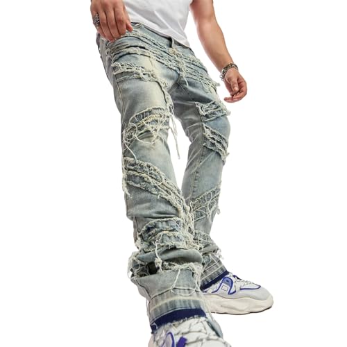 Skinny Ripped Jeans Slim Fit Patchwork Denim Y2K Grunge Emo Pants Goth Harajuku Hip Hop Jeans4