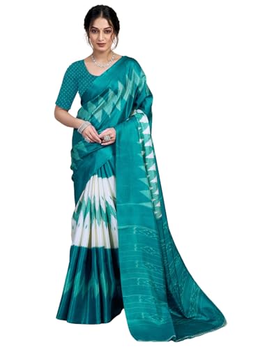 Image of SIRIL Women's Cotton Printed Saree With Unstitched Blouse Piece