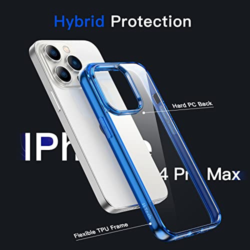 Image of JETech Cover Case for iPhone 14 Pro Max 6.7-Inch, Non-Yellowing Shockproof Phone Bumper Cover, Anti-Scratch Clear Back (Blue)