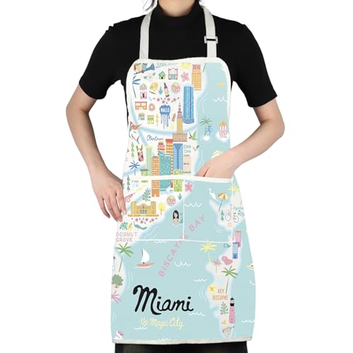 UJIMS Miami Florida Souvenirs City Map Apron - Florida Trip Gift, The Sunshine State Gift, Miami Travel Trip Apron