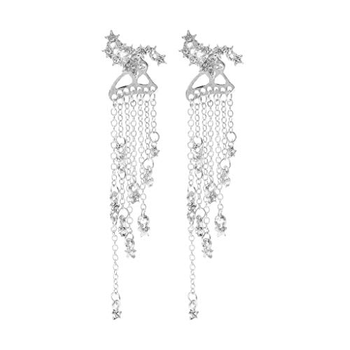 iwh Femmes Shooting Star strass rationalisé gland boucles d'oreilles pendantes longues