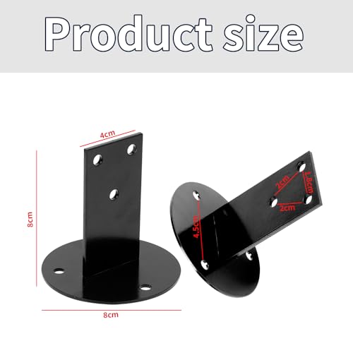 Handlaufhalter Halterungen für Handlauf, Handlauf Halterung, Wandhalter Zubehör, Treppengeländerhandlauf Für Holzhandlauf, Indoor Geländer Wandaufhänger und Außenhandläufe, Schwarz, 2 Stück