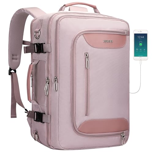 PIJUSHI Travel Backpack for Women Flight Approved Carry on Bag 16 inch Laptop Personal Item Daypack with Shoe Compartment(PE038 Light Purple)