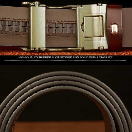 Ceinture en cuir pour homme avec boucle argentée automatique pour jean et costume