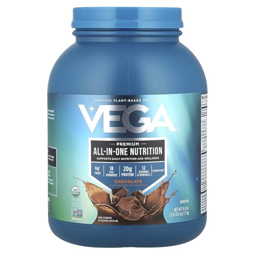 Vega All-in-One Nutrition Organic Vegan Protein Powder – Chocolate, 20g Protein Meal Replacement Shake– 3.86 lbs (42 Servings)