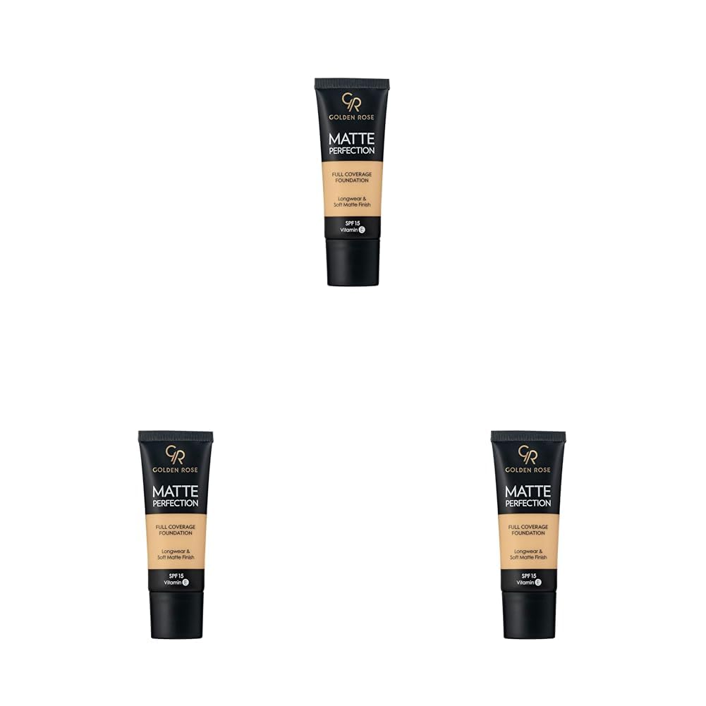 Golden Rose Matte Perfection Foundation - Warm 04 - Yoğun Kapatıcı Mat Fondöten (3 paketi)