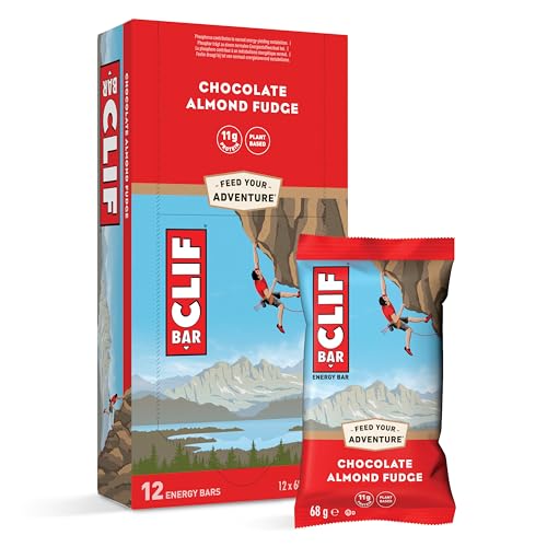 CLIF BAR | Energy Bar - Protein Bar | Chocolate Almond Fudge | Plant-Based Protein Bar for Running Marathon Training Cycling & Endurance Sports | 12 x 68 g
