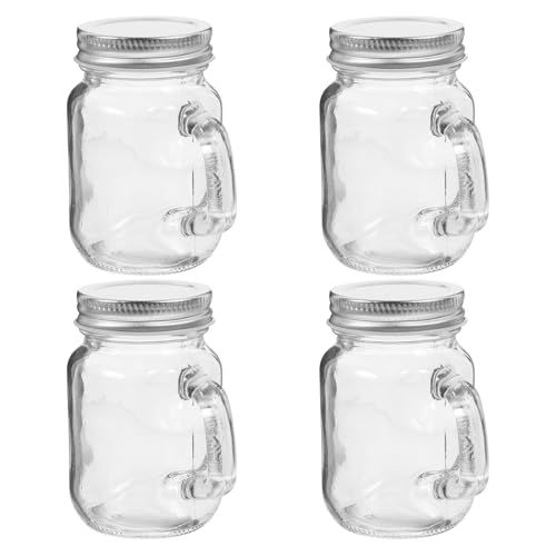 LAPYAPPE 4 Tarros de Cristal para Mermelada con Tapa Hermética y Asa, Capacidad 120ml, Fácil de Transportar para Cocina y Viajes
