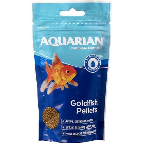 AQUARIAN Complete Nutrition, Aquarium Goldfish Food Pellets Also Suitable For Small Pond Fish, 100 g Bag
