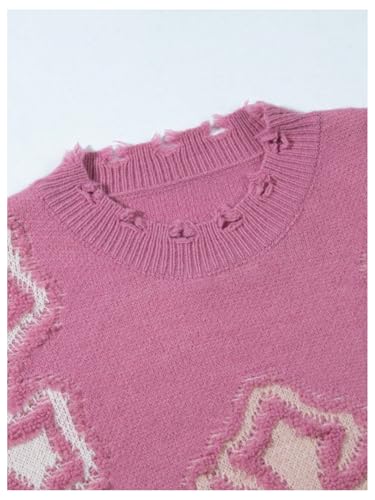 Men's Cross Graphic Oversized Sweater Y2k Raw Hem Vintage Unisex Goth Sweater Crew Neck Knit Pullover Top Streetwear3