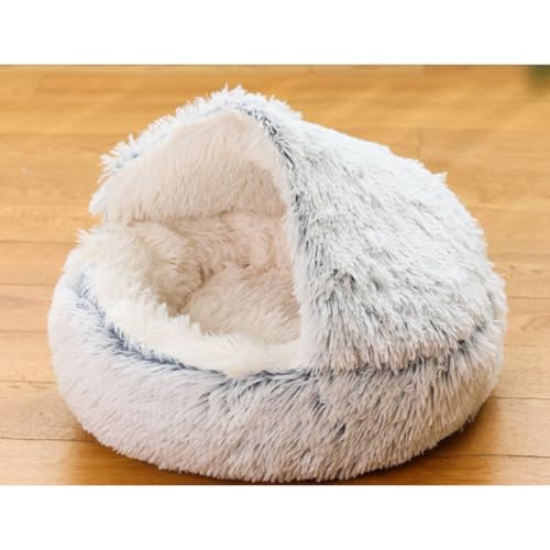 MsiDtsoy 猫 犬 ベッド 冬ドーム 猫ハウス 猫 犬 クッション 猫 寝床 暖かい 滑り止め 洗える ふわふわ 柔らかい 犬猫兼用 貝殻型 室内用 保温防寒 冬寒さ対策 ペットベッド 犬 猫用 (40*40cm,グレー)