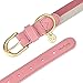 Blueberry Pet Leather Dog Collar for Female Dogs - Pink/Grey Stripes, Medium, 15-18