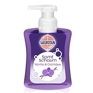 Sagrotan Fluwelen schuim zeep vanille & orchidee, antibacteriële schuimzeep – 1 x 250 ml zeepdispenser