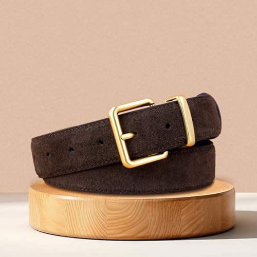 Women's Suede Leather Belt with Gold Buckle Fashion Waist Belt for Jeans Dresses and Coats4