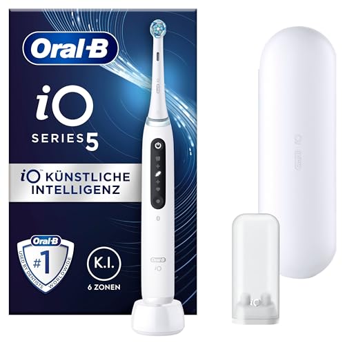 Oral-B iO Series 5 Elektrische Zahnbürste/Electric Toothbrush, Magnet-Technologie, 5 Putzmodi für Zahnpflege, LED-Anzeige & Reiseetui, Designed by Braun, quite white