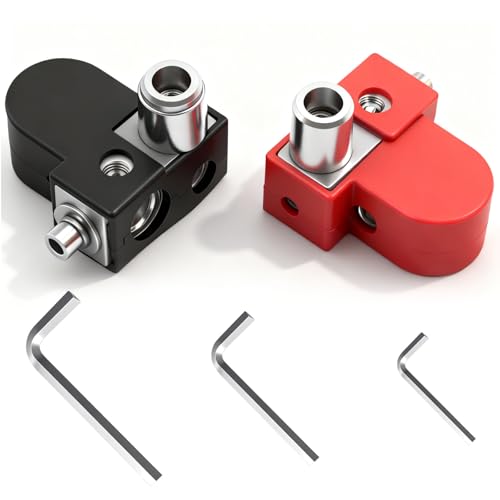 Battery Terminal Connectors, Universal Car Battery Terminals With Adaptor Collars, Battery Connectors For 0/2/4 Gauge & 4/8 Gauge Outputs, Top Post or Side Post Battery Terminal With Silicone Case