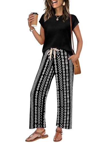 Image of WIHOLL Two Piece Sets for Women Summer Spring Outfits Lounge Sets Beach Vacation Clothes Airport Travel Matching Clothing