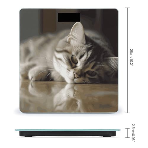 Báscula digital Sleeping Cat para baño con pantalla grande miniatura 2
